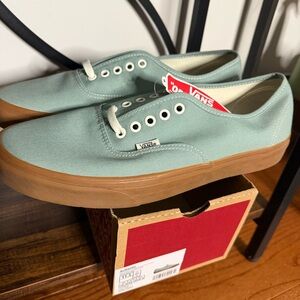 Vans Mint Canvas Sneakers with Tan Soles